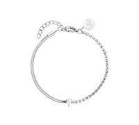 Purelei® Bracciale Fusion - Design a due parti con catena da tennis con zirconi e catena a serpente - acciaio inossidabile placcato oro - pietra goccia bianca - regolabile 16 - 20 cm - oro/argento/oro