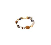 Purelei® Bracciale Hawaiian Sunset - con agata, sodalite, citrino e perle d'acqua dolce - Acciaio inossidabile placcato oro 18 carati - Gioielli da donna 17 - 20 cm - Braccialetto con pietre preziose