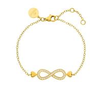 PURELEI® Bracciale Infinity Love (Oro), Bracciale da donna in acciaio inossidabile, Bracciale dorato resistente all'acqua con ciondolo a forma di infinito con cuore, lunghezza regolabile 16/17,5/19 cm