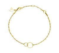 Purelei® Bracciale Kekahi (oro, argento), impermeabile, in acciaio inox, con due anelli, regalo per donne, lunghezza 15-19 cm, regolabile, 15 centimeters, Acciaio inossidabile