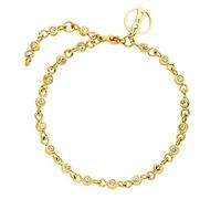 Purelei® Bracciale Polite (Oro, Argento) - Gioiello da Donna in Acciaio Inox Resistente all'Acqua Con Pietre Preziose, Regalo per Donne, Lunghezza Regolabile 16-19 cm, 16 centimeters, Acciaio
