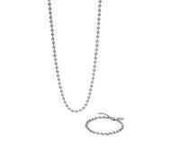 Purelei Bubbly Duo - Set di 2 gioielli con catena a sfere e bracciale a sfera, in acciaio inox, lunghezza regolabile 16-45 cm, oro/argento/oro rosa, 45 cm, Acciaio inossidabile, Agata