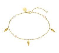 Purelei® - Cavigliera Akala da donna - Acciaio inossidabile placcato oro 18 carati / rosa/argento - Con vere perle d'acqua dolce e ciondoli a conchiglia - Regolabile 21 - 25 cm - Pedana estiva, Eine