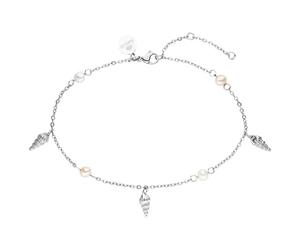 Purelei® - Cavigliera Akala da donna - Acciaio inossidabile placcato oro 18 carati / rosa/argento - Con vere perle d'acqua dolce e ciondoli a conchiglia - Regolabile 21 - 25 cm - Pedana estiva, Eine