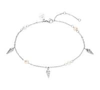 Purelei® - Cavigliera Akala da donna - Acciaio inossidabile placcato oro 18 carati / rosa/argento - Con vere perle d'acqua dolce e ciondoli a conchiglia - Regolabile 21 - 25 cm - Pedana estiva, Eine