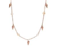 Purelei Collana (argento, oro rosa), Collana donna in acciaio inossidabile e resistente, Gioielli waterproof di tendenza con perle e conchiglia, lunghezza regolabile 35/40 cm (Oro rosa)