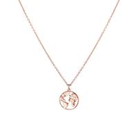 PURELEI® Collana con mappa del mondo (oro e oro rosa) con ciondolo (40 cm di lunghezza) e Acciaio inossidabile, colore: World Map-oro rosa, cod. 1