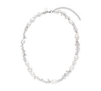 Purelei® - Collana Crystal Wave con perle Keshi e cristalli di rocca - placcata in oro 18 carati, regolabile, stile estivo e chiarezza spirituale, Länge: 40-45 cm, Acciaio inossidabile, Abalone
