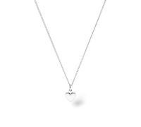 Purelei Collana da donna a forma di cuore, in argento chiaro, in acciaio inox placcato argento, ciondolo a forma di cuore, regolabile, 50-55 cm