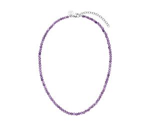 Purelei® Collana di ametista, collana da donna in acciaio inossidabile resistente, collana impermeabile di perle di ametista naturale, lunghezza regolabile di 35-40 cm (Oro)