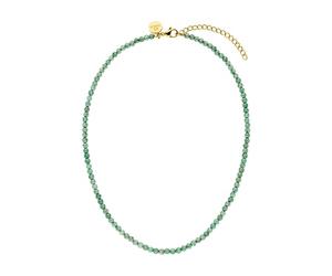 Purelei Collana di avventurina, collana da donna in acciaio inossidabile resistente, collana impermeabile di perle di avventurina naturale, lunghezza regolabile di 35-40 cm (Oro)