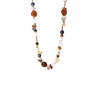 Purelei® Collana Hawaiian Sunset - con agata rossa, citrino, diaspro e perle d'acqua dolce - Acciaio inossidabile placcato oro 18 carati - collana da donna 40 - 45 cm - dichiarazione colorata in look