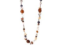 Purelei® Collana Hawaiian Sunset - con agata rossa, citrino, diaspro e perle d'acqua dolce - Acciaio inossidabile placcato oro 18 carati - collana da donna 40 - 45 cm - dichiarazione colorata in look