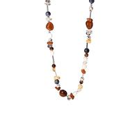 Purelei® Collana Hawaiian Sunset - con agata rossa, citrino, diaspro e perle d'acqua dolce - placcata oro 18K - Collana da donna in acciaio inossidabile 40-45 cm - Colorato statement nel look del