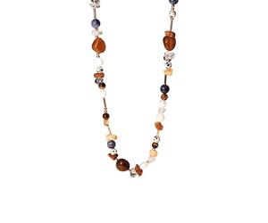 Purelei® Collana Hawaiian Sunset - con agata rossa, citrino, diaspro e perle d'acqua dolce - placcata oro 18K - Collana da donna 40-45 cm - Allegra dichiarazione in stile Sunset, Länge: 40-45 cm