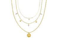 Purelei Set Collane Kaipo (oro), Multistrato collane da donna in acciaio inossidabile, Gioielli waterproof di tendenza con pendente e pietra, lunghezze regolabili 40/55 cm (Oro)