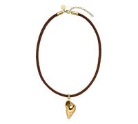 Purelei® Collana a conchiglia con nastro intrecciato, ciondolo marittimo e acciaio inossidabile in oro, argento o oro rosa, 40-45 cm, marrone scuro, stile boho estivo, Länge: 40 - 45 cm, Acciaio