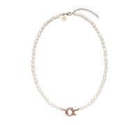 Purelei® Pearl Charm - Elegante collana con perle d'acqua dolce e occhiello per charm, in acciaio inox placcato oro 18 carati, argento, oro rosa, Länge: 40-45 cm, Acciaio inossidabile, Abalone