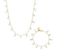 Purelei Confident Set - Set di 2 gioielli con catena a polvere e bracciale in polvere - Acciaio Inossidabile, Zirconi, Lunghezza regolabile 16 - 45 cm - Oro/Argento/Oro rosa, 45 cm, Acciaio