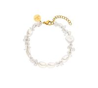 Purelei® Crystal Wave - Bracciale da donna con vere perle Keshi e cristallo di rocca, in acciaio inox placcato oro 18 carati, regolabile 16-19 cm, dichiarazione estiva con significato spirituale, Eine