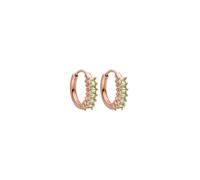 Purelei Cuore Green Orecchini - impermeabili | Orecchini a lobo con zirconi verdi | Acciaio inossidabile e placcatura in oro 14K/18K | Simbolo di fortuna, armonia ed energia positiva, normale, Acciaio