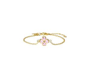 Purelei Cuore Rosé Bracciale - impermeabile e regolabile | Bracciale in acciaio inossidabile con trifoglio e zirconi rosa | Placcatura 14K & oro rosa 18K | Simbolo di fortuna e amore, Eine Grösse