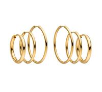 PURELEI® Echo Set di orecchini a cerchio (oro, argento, oro rosa), set di orecchini a cerchio impermeabili da donna, 3 paia di orecchini a cerchio in acciaio inox, regalo per donne, diverse misure,