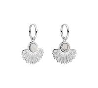 Purelei Eldorado, orecchini a cerchio, impermeabili, con ciondolo a forma di ventaglio e pietra preziosa in acciaio inox, placcato oro 14 K, argento e placcato in oro rosa 18 carati, orecchini