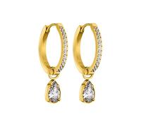 Purelei® Eleganti orecchini a cerchio vintage da donna, placcati in oro 18 carati, con zirconia cubica, acciaio inossidabile (15,6 mm), gioielli da donna, Normal, Acciaio inossidabile, Abalone