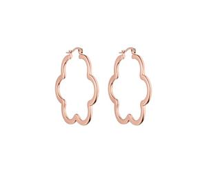 Purelei Eleganti orecchini a forma di fiore da donna, in acciaio inox placcato oro 18 carati (41 mm), regalo per donne, Normal, Acciaio inossidabile, Abalone