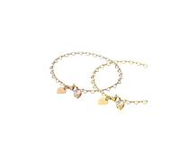 Purelei Endless Love - Set di 2 braccialetti a forma di cuore e ciondoli in zirconia cubica, in acciaio inox, regolabili, 19 cm, colore: oro/argento/oro rosa