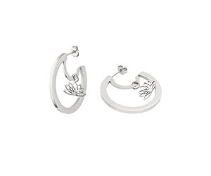 Purelei Fascination - Orecchini da donna con ciondolo a forma di loto, eleganti orecchini a cerchio in acciaio inox, orecchini pendenti in filigrana, orecchini moderni, discreti, regalo per donne