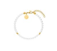 Purelei® Finesse, bracciale da donna in acciaio inossidabile resistente, bracciale resistente all'acqua con perle di ametista, lunghezza regolabile 16-19 cm (Oro)