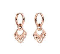 Purelei Heart Shape - Orecchini a cerchio piccolo, impermeabili, piccoli orecchini a cerchio con ciondolo a forma di cuore in acciaio inox, placcato oro 14 K, argento e oro rosa 18 carati, delicati