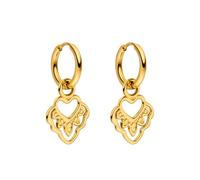 Purelei Heart Shape - Orecchini a cerchio piccolo, impermeabili, piccoli orecchini a cerchio con ciondolo a forma di cuore in acciaio inox, placcato oro 14 K, argento e oro rosa 18 carati, delicati