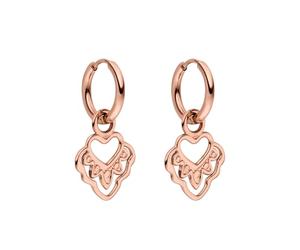 Purelei Heart Shape - Orecchini a cerchio piccolo, impermeabili, piccoli orecchini a cerchio con ciondolo a forma di cuore in acciaio inox, placcato oro 14 K, argento e oro rosa 18 carati, delicati