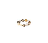 Purelei® Island Dawn - Anello flessibile Anxiety con vere pietre preziose e perle di metallo, placcato oro 18 carati, argento o oro rosa, gioielli bohémien, taglie S/M & M/L, M/L, Acciaio inossidabile