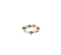 Purelei® Island Dawn - Anello flessibile Anxiety con vere pietre preziose e perle di metallo, placcato oro 18 carati, argento o oro rosa, gioielli bohémien, taglie S/M & M/L, S/M, Acciaio inossidabile