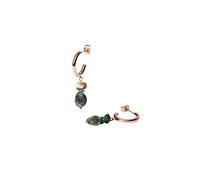 Purelei® Island Dream - Orecchini a cerchio con amazzonite, agata verde e giada di albite, in acciaio inox placcato oro 18 carati, 37 mm, stile bohémien estivo, Normal, Acciaio inossidabile, Abalone