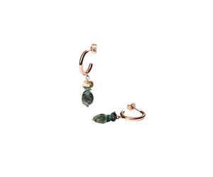 Purelei® Island Dream Orecchini - Orecchini a cerchio con Amazonite, Agata verde & Albite-Jade - Acciaio inossidabile 18K placcato oro - Orecchini a lobo da donna 37 mm - Look estivo boho, Normal