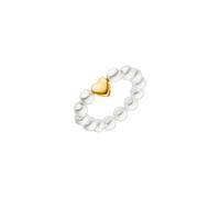 Purelei Lovely Ring - Anello elastico con cuore - Anxiety Fidget - Perle di conchiglia & acciaio inossidabile - Taglie S/M/L - Placcato in oro 18 carati - Gioielli fatti a mano, S, Acciaio