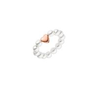Purelei Lovely Ring - Anello elastico con cuore - Anxiety Fidget - Perle di conchiglia & acciaio inossidabile - Taglie S/M/L - Placcato in oro 18 carati - Gioielli fatti a mano, L, Acciaio