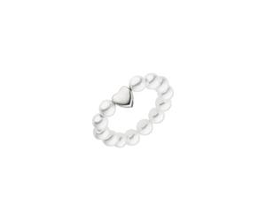 Purelei Lovely Ring - Anello elastico con cuore - Anxiety Fidget - Perle di conchiglia & acciaio inossidabile - Taglie S/M/L - Placcato in oro 18 carati - Gioielli fatti a mano, L, Acciaio