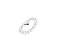 Purelei Lovely Ring - Anello elastico con perle e cuore - Anello da donna Anxiety Fidget - Perle di madreperla e acciaio inossidabile - Taglie S/M/L - Placcato in oro 18K - Gioielli fatti a mano, M