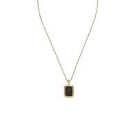 Purelei Midnight - Collana da uomo, impermeabile e regolabile, in acciaio inox con ciondolo rettangolare e intarsio nero, pezzo minimalista per tutti i giorni