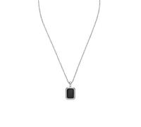 Purelei Midnight - Collana da uomo, impermeabile e regolabile, in acciaio inox con ciondolo rettangolare e intarsio nero, accessorio minimalista per tutti i giorni, Eine Grösse, Acciaio inossidabile