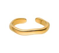 Purelei® Nakuna Ring (Oro, Argento, Rosa) Anello da donna Argento placcato oro 18 carati, anello resistente all'acqua con design curvo, misura regolabile, regalo per le donne (S/M, Oro)
