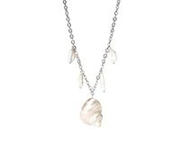 Purelei Opulent Shell - Collana a conchiglia con perle d'acqua dolce, placcata in oro 18 carati, in acciaio inox, elegante gioiello di conchiglia, accessorio estivo da donna, lunghezza 35/40/45 cm