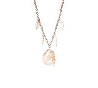 Purelei Opulent Shell - Collana a conchiglia con perle d'acqua dolce, placcata in oro 18 carati, in acciaio inox, elegante gioiello di conchiglia, accessorio estivo da donna, lunghezza 35/40/45 cm