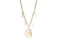 Purelei Opulent Shell - Collana a conchiglia con perle d'acqua dolce, placcata in oro 18 carati, in acciaio inox, elegante gioiello di conchiglia, accessorio estivo da donna, lunghezza 35/40/45 cm